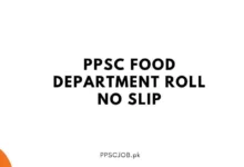 PPSC Food Department Roll No Slip