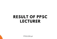 Result of PPSC Lecturer