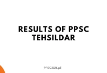 Results of PPSC Tehsildar