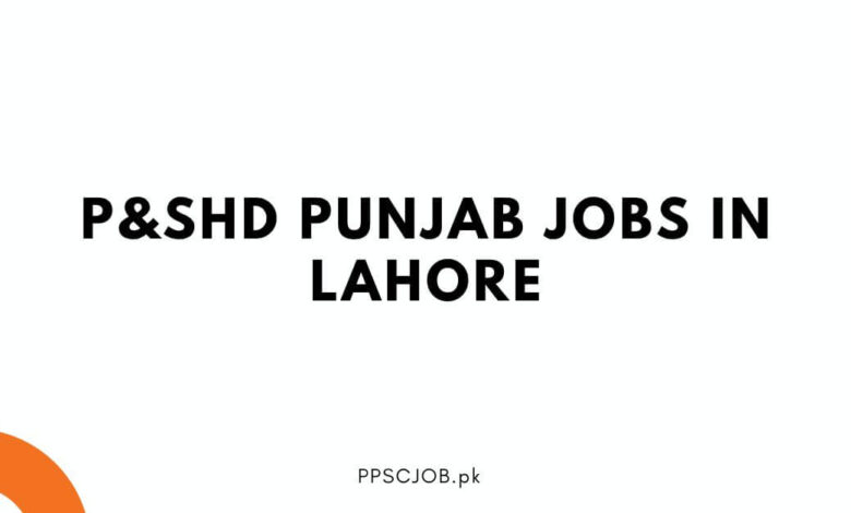 P&SHD Punjab Jobs in Lahore